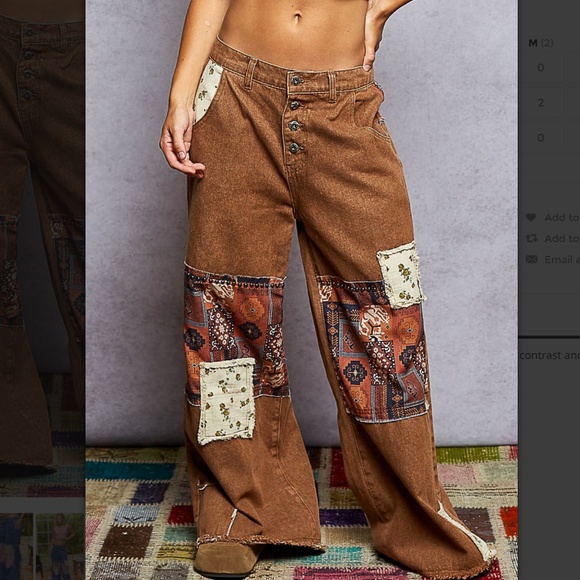 POL Pants - POL “ BRINLEY 2 “ POL Roomy Fit Pants in Denim with Patchwork Detail 53